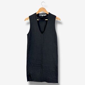 Pam & Gela Black Choker Neck Mini Dress Size S Slub Knit Slit Side Sleeveless